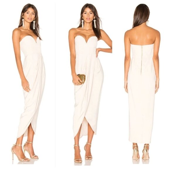 NEW SHONA JOY x REVOLVE U Wire Bustier Draped Nude Formal Maxi Dress Size 4 - Picture 1 of 10
